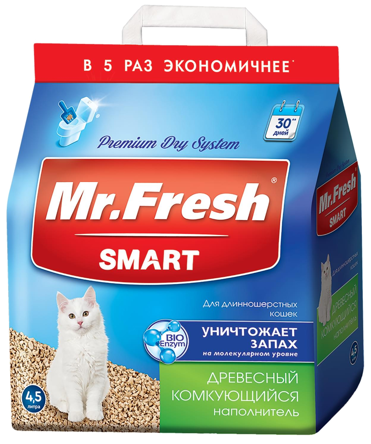 фото Mr. fresh наполнитель древесный комкующийся mr. fresh smart для туалета длинношерстных кош mr.fresh