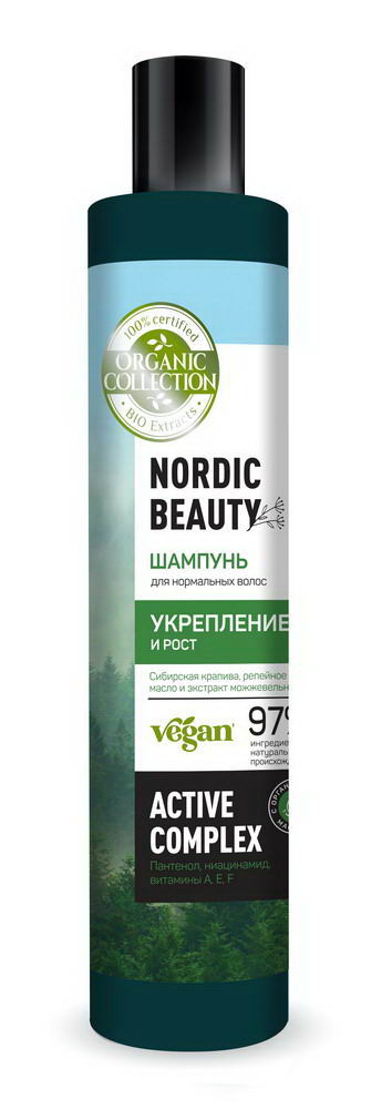 Шампунь ORGANIC COLLECTION для нормальных волос Укрепление и рост 400мл комплекс для волос термоактивный активное укрепление и рост 8х5 мл