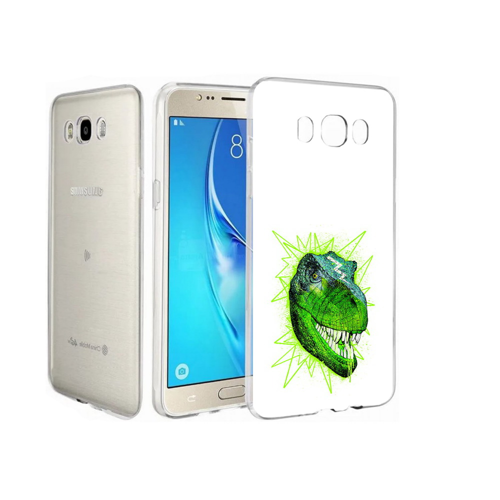 

Чехол MyPads Tocco для Samsung Galaxy J7 зеленый динозавр, Прозрачный, Tocco