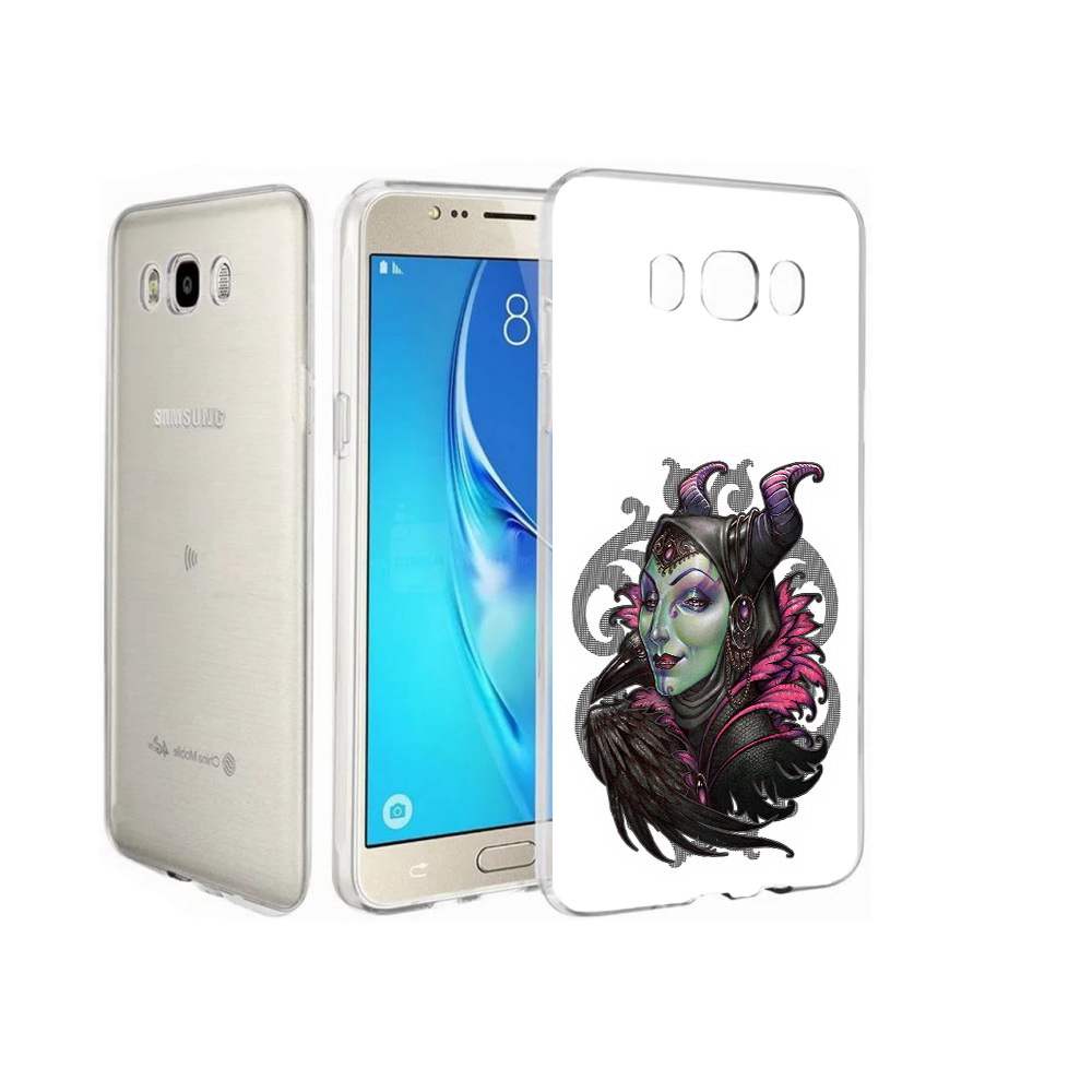 

Чехол MyPads Tocco для Samsung Galaxy J7 зеленая девушка с вороном, Прозрачный, Tocco