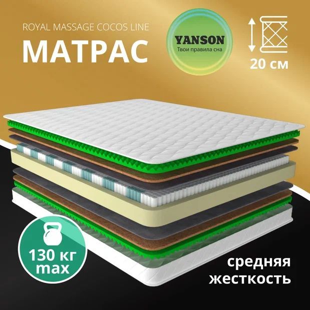 

Матрас YANSON Royal Massage Cocos Line 150-190, Белый, Royal Massage Cocos Line