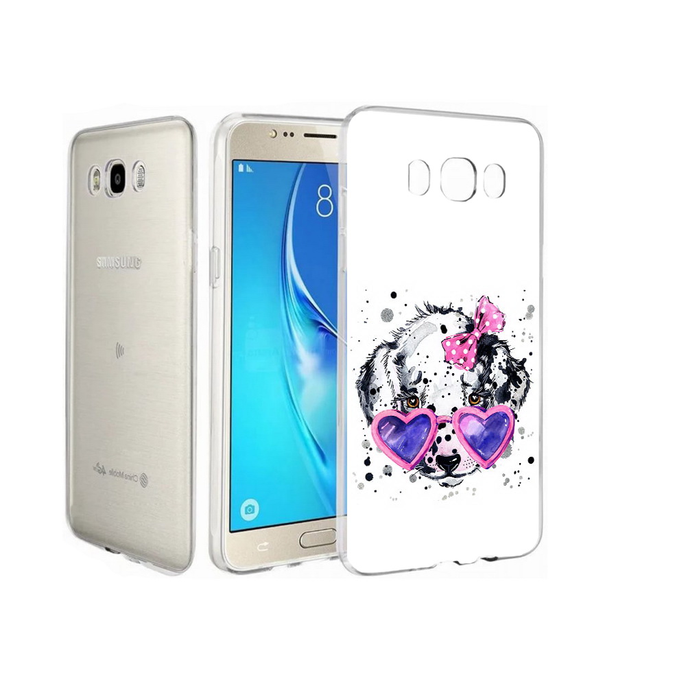 

Чехол MyPads Tocco для Samsung Galaxy J7 долматинец в очках, Прозрачный, Tocco