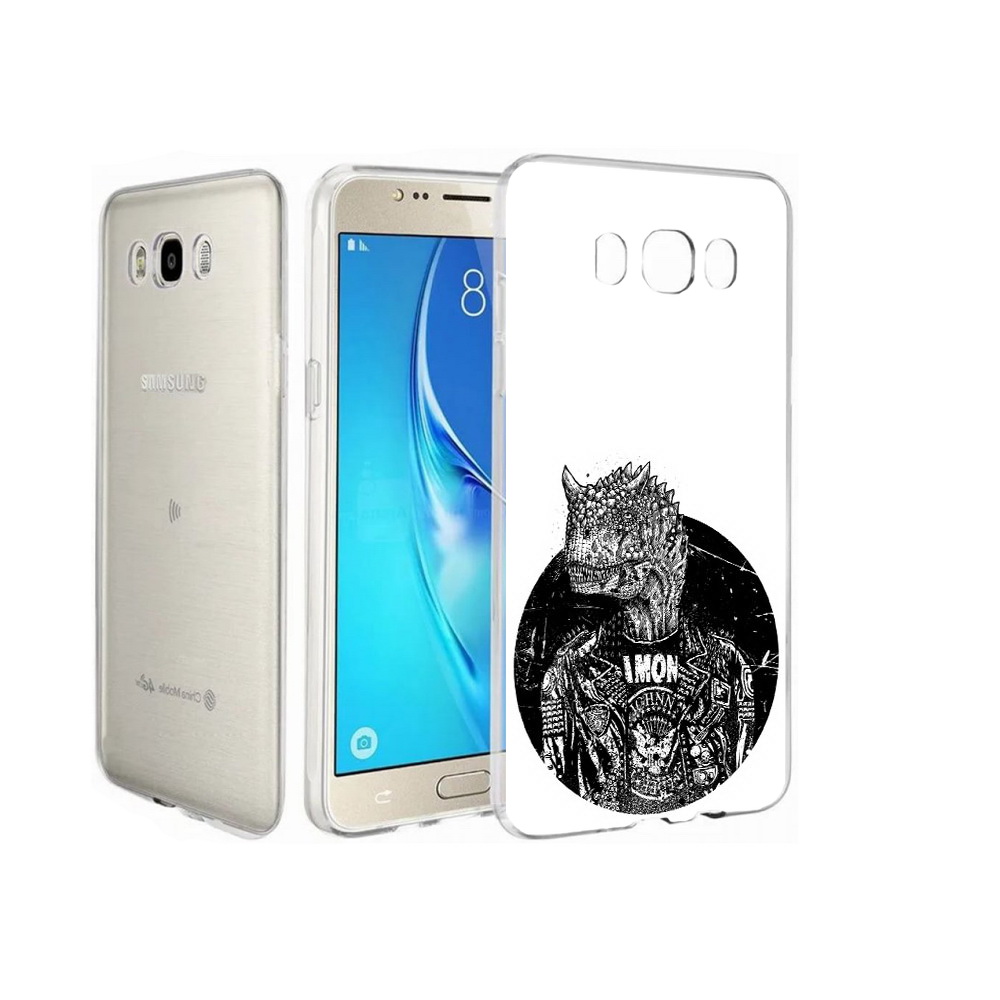

Чехол MyPads Tocco для Samsung Galaxy J7 динозавр в куртке, Прозрачный, Tocco