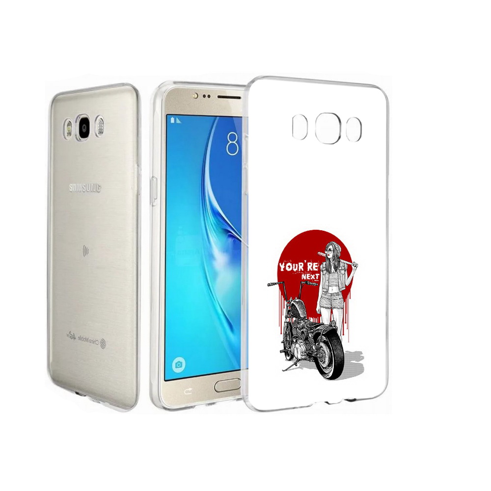 Чехол MyPads Tocco для Samsung Galaxy J7 девушка с мотоциклом
