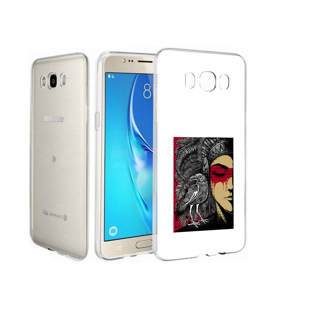 

Чехол MyPads Tocco для Samsung Galaxy J7 девушка с вороном в абстракции, Прозрачный, Tocco