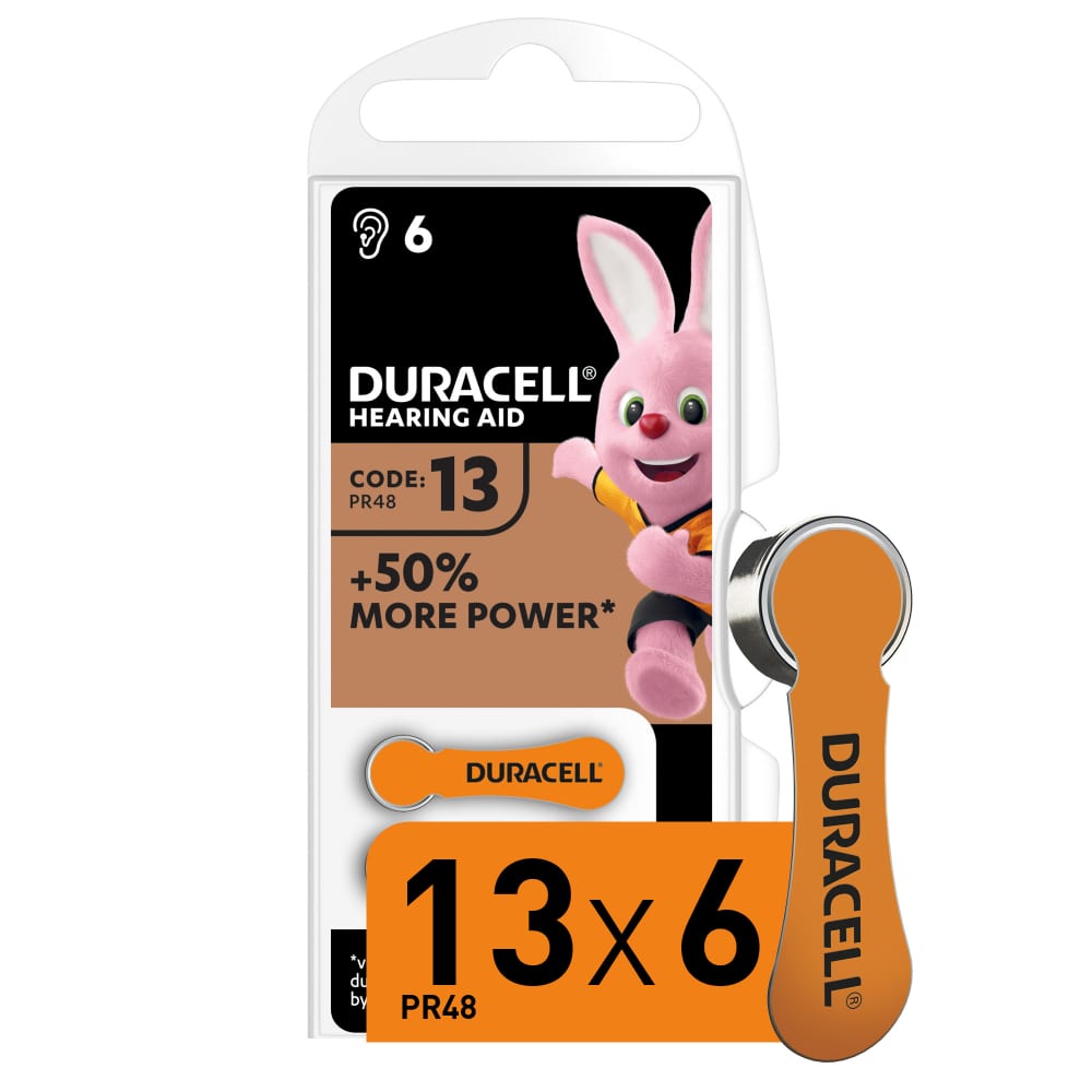 Батарейки Duracell, Hearing Aid для слуховых аппаратов в размере 13, 6шт Б0039180
