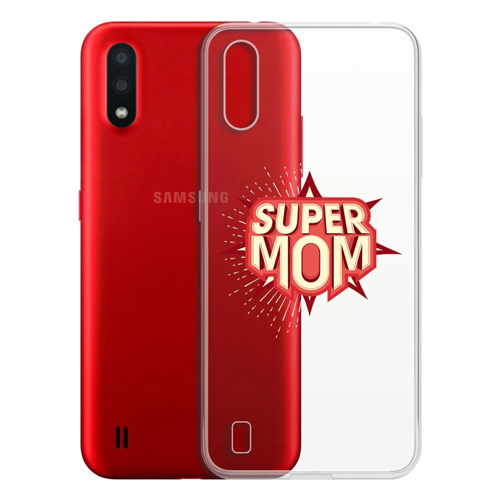 фото Чехол-накладка krutoff clear case супер мама для samsung galaxy a01/m01 (a015/m015)