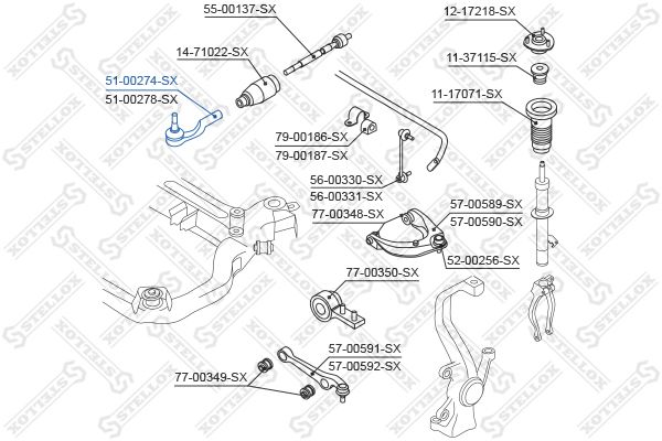 

51-00274-Sx_Наконечник Рулевой Наружный Левый Mazda 6 07> Stellox 5100274Sx