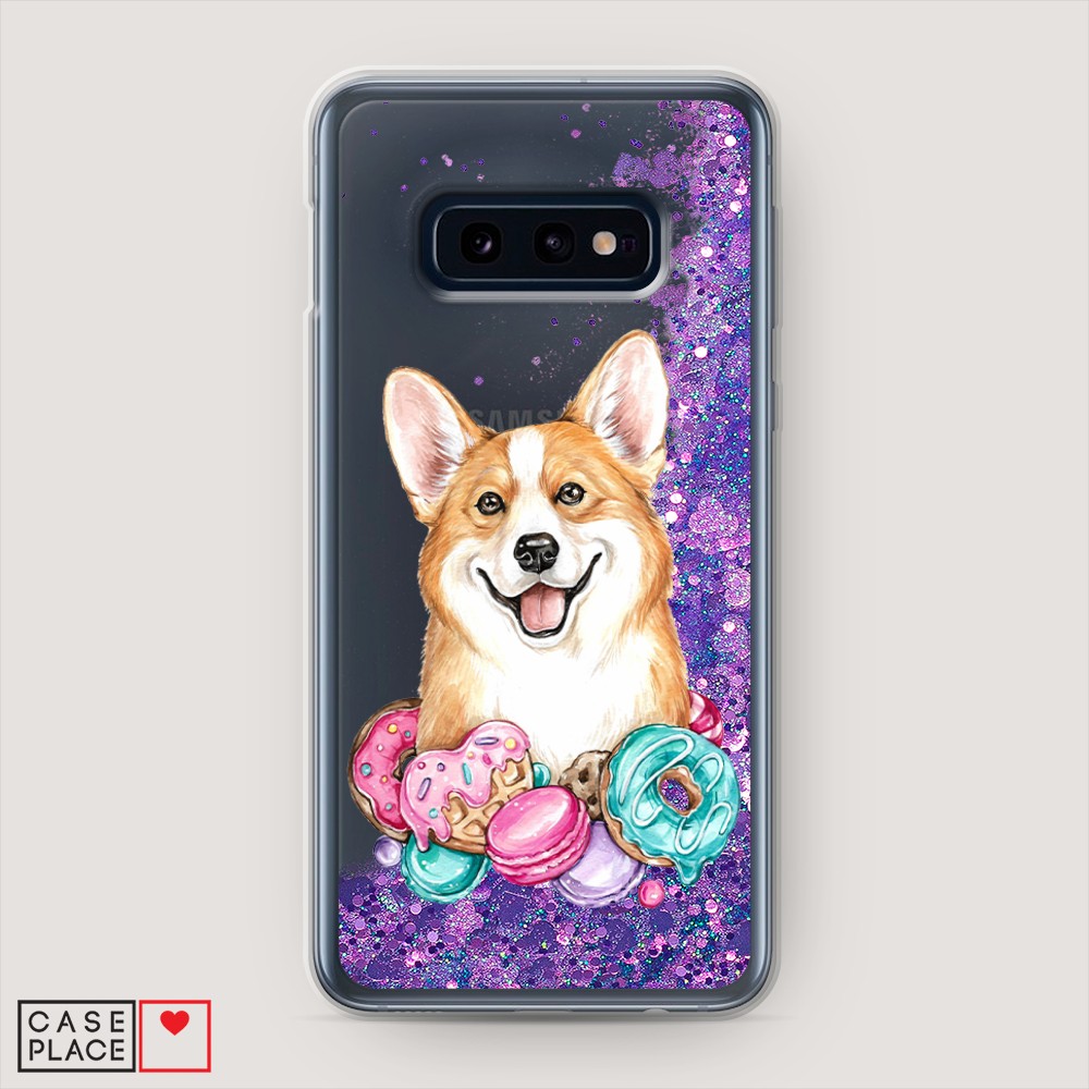 

Жидкий чехол с блестками "Корги и сладости" на Samsung Galaxy S10E