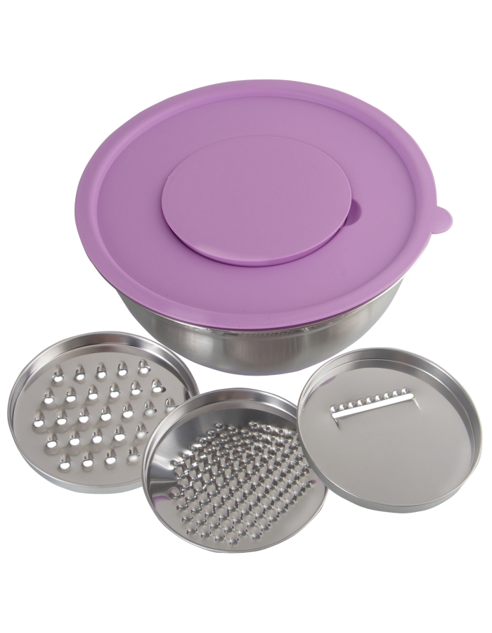 

Миска ALAT Home с крышкой и 3мя терками, нержавеющая сталь, 24 см на 3 л, 550003431]PI