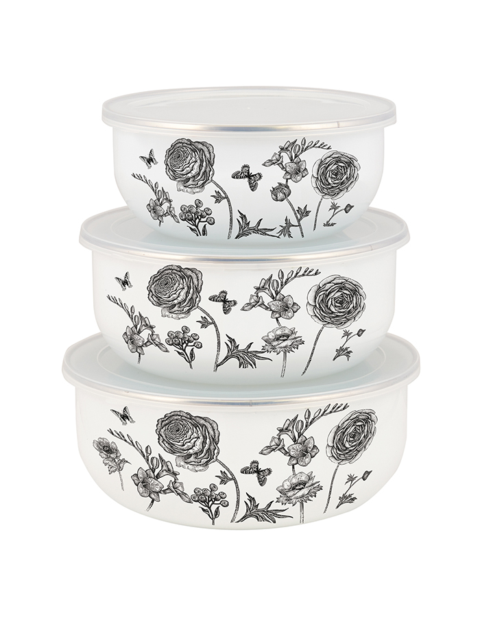 

Миски с крышкой 3 шт Appetite Je taime, эмалированные, 14, 16 и 18 см, 550002688]PI, 55000268миски