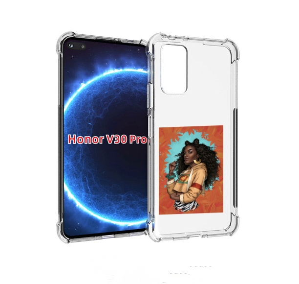 

Чехол бампер MyPads темная-девушка женский для Honor V30, Прозрачный, Tocco