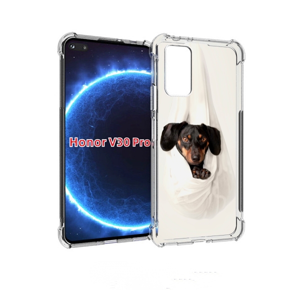 

Чехол бампер MyPads такса собака для Honor V30 Pro, Прозрачный, Tocco