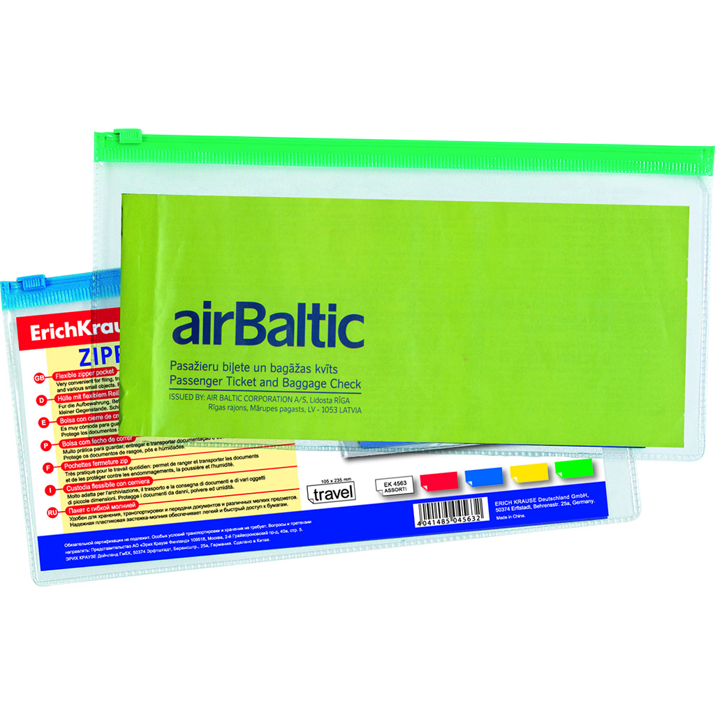 

Zip-пакет пластиковый ErichKrause PVC Zip Pocket, Travel, прозрачный (в пакете по 12 шт.)