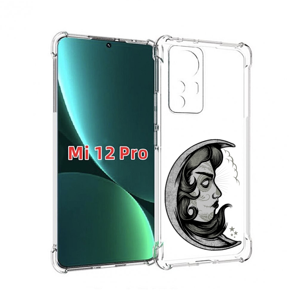 

Чехол MyPads черно белая луна с лицом для Xiaomi 12S Pro, Прозрачный, Tocco