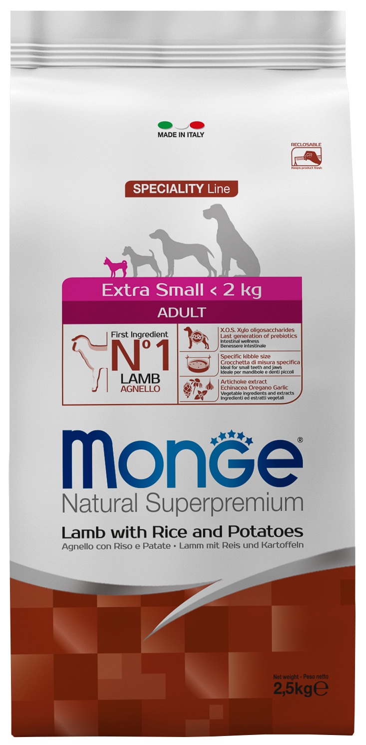 

MONGE MONGE SPECIALITY DOG EXTRA SMALL ADULT LAMB для взрослых собак маленьких пород с ягн