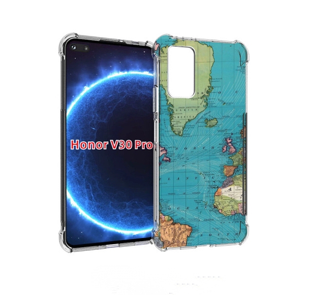 

Чехол бампер MyPads старая карта земли для Honor V30 Pro, Прозрачный, Tocco
