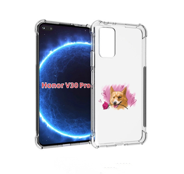

Чехол бампер MyPads собачка-с-розочкой для Honor V30 Pro, Прозрачный, Tocco