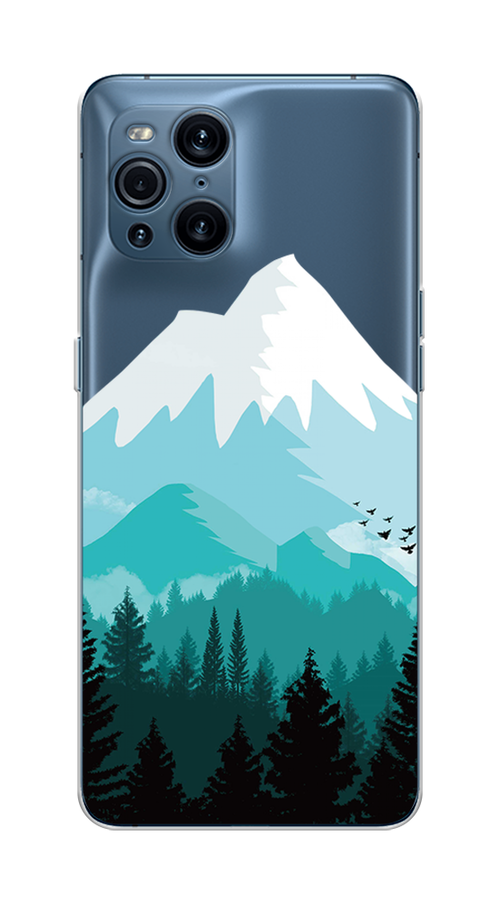 

Чехол на Oppo Find X3 Pro "Синяя снежная гора", Белый;голубой, 255750-2