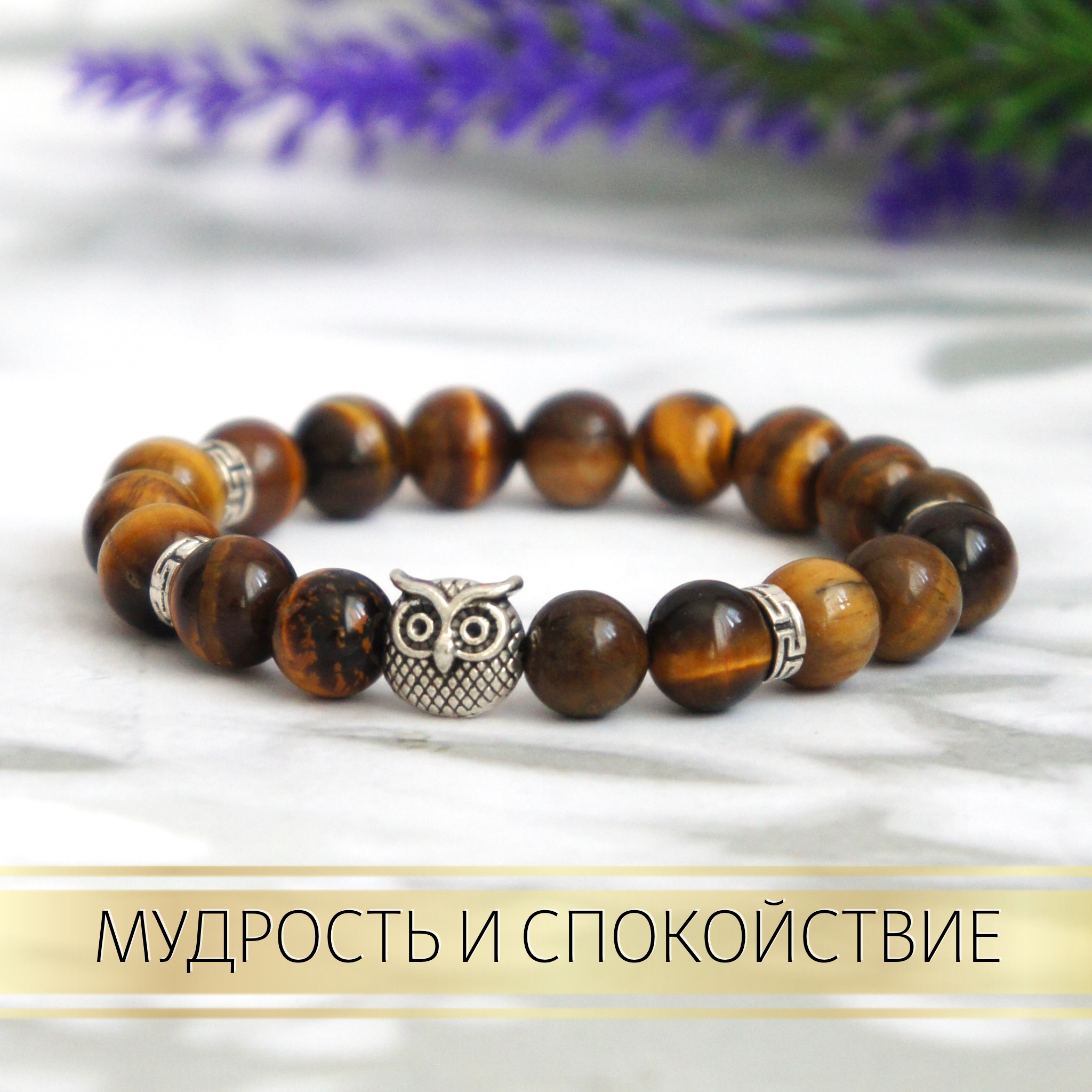 

Браслет из бижутерного сплава р.16 Fancy Moon Бр38/Сова, тигровый глаз, Бр38/Сова