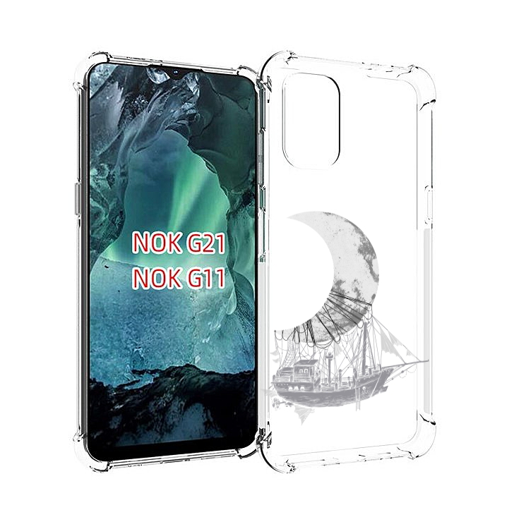 

Чехол Mypads Черно Белый Корабль Полумесяц Для Nokia G11/G21, Прозрачный, Tocco