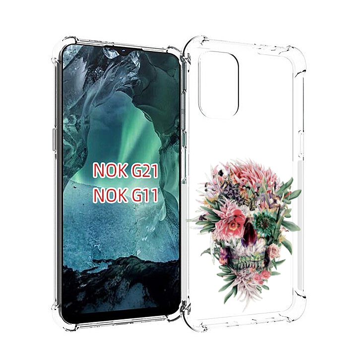 

Чехол Mypads Череп Из Цветов Для Nokia G11/G21, Прозрачный, Tocco