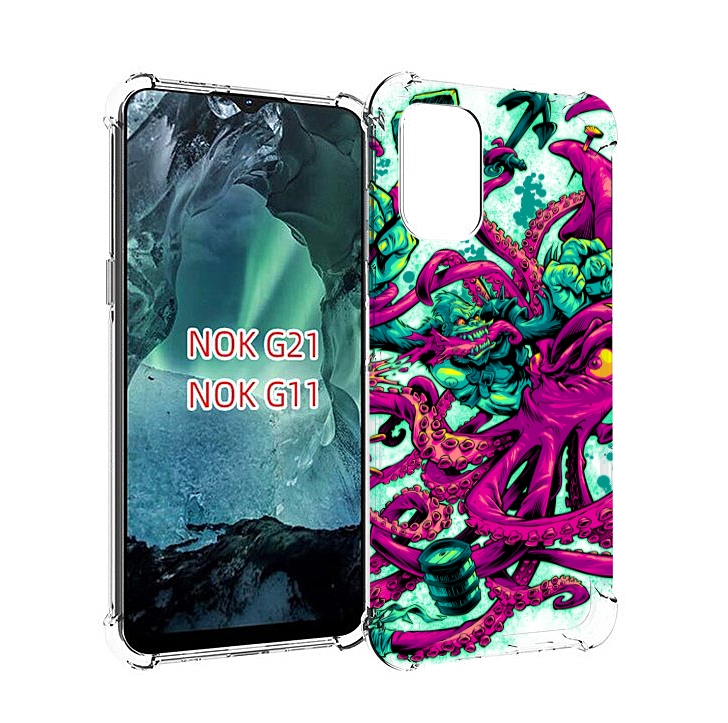 

Чехол Mypads Фиолетовый Кракен Для Nokia G11/G21, Прозрачный, Tocco