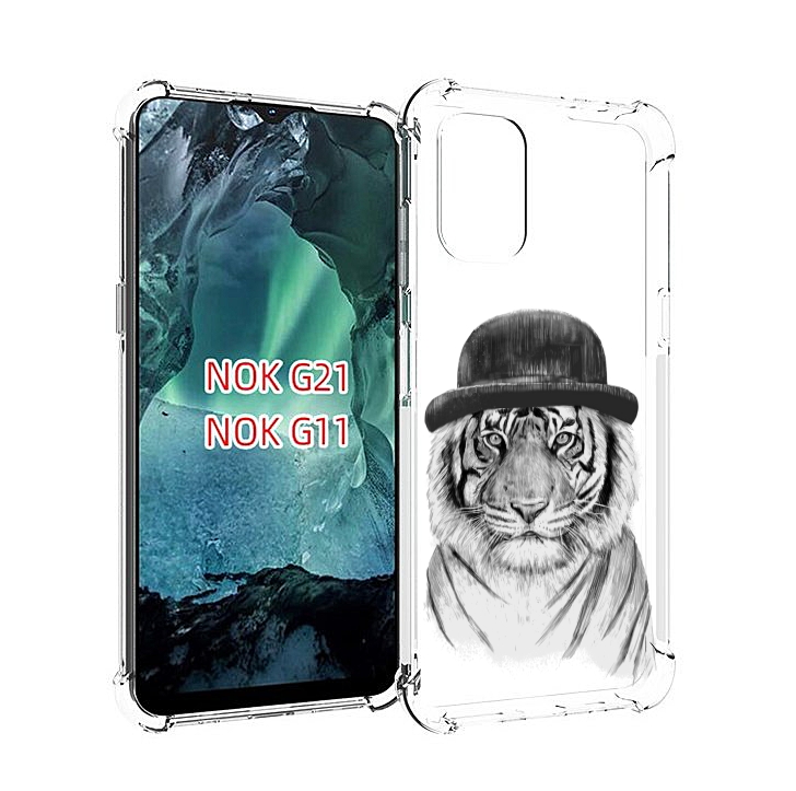 

Чехол Mypads Тигр Британец Для Nokia G11/G21, Прозрачный, Tocco
