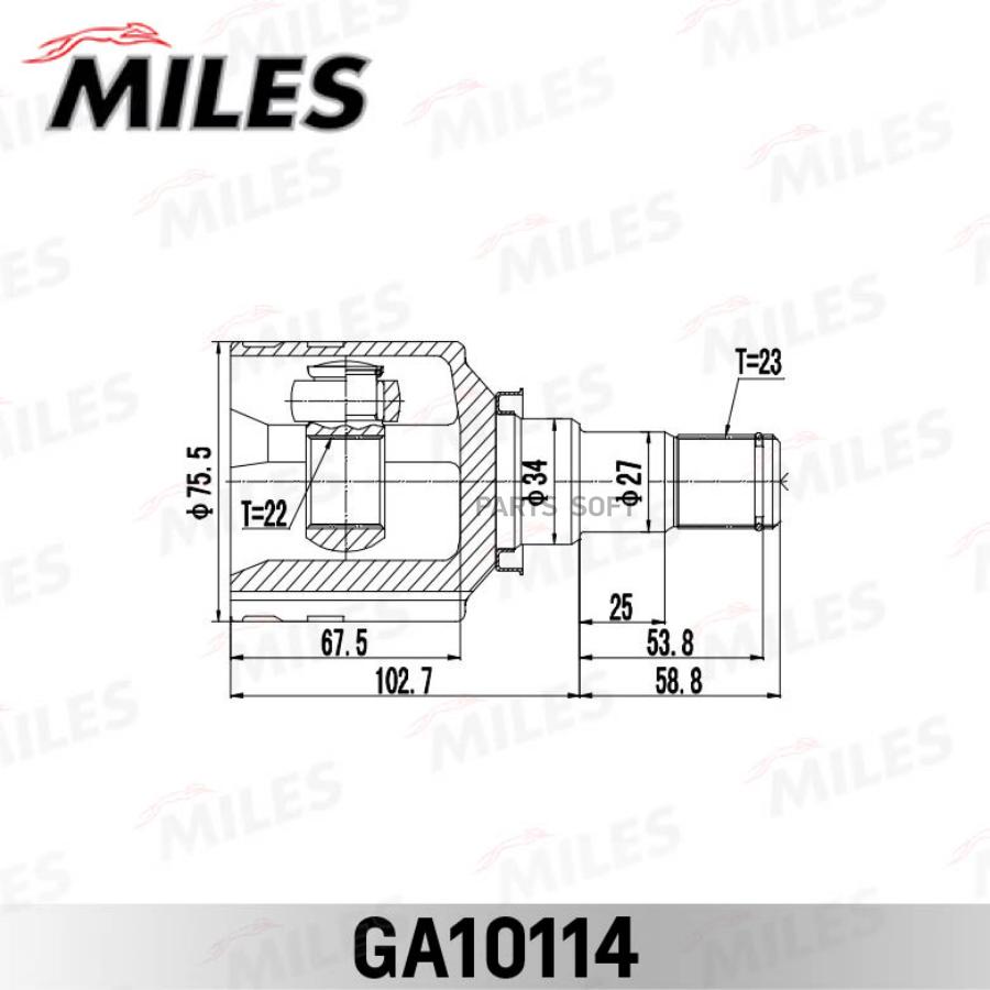 

MILES GA10114 ШРУС внутренний TOYOTA PLATZ/VITZ/FUNCARGO/IST 2NZ/2SZ (GSP 659017) GA10114