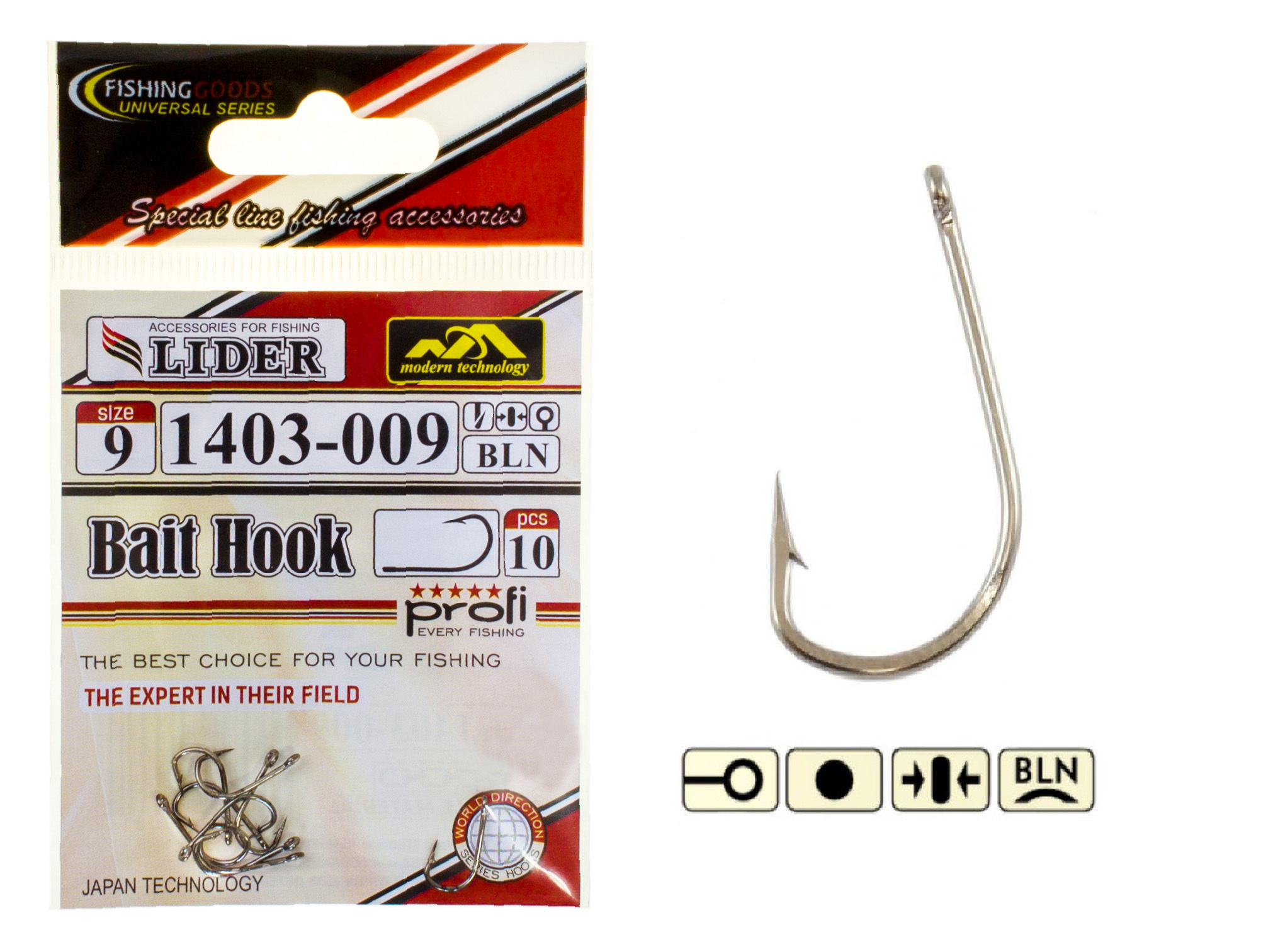 Крючок LIDER BAIT HOOK BLN №9 10 шт