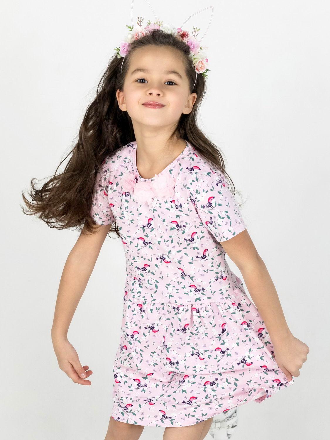 Платье летнее для девочки Малиновка короткий рукав 3-4 года