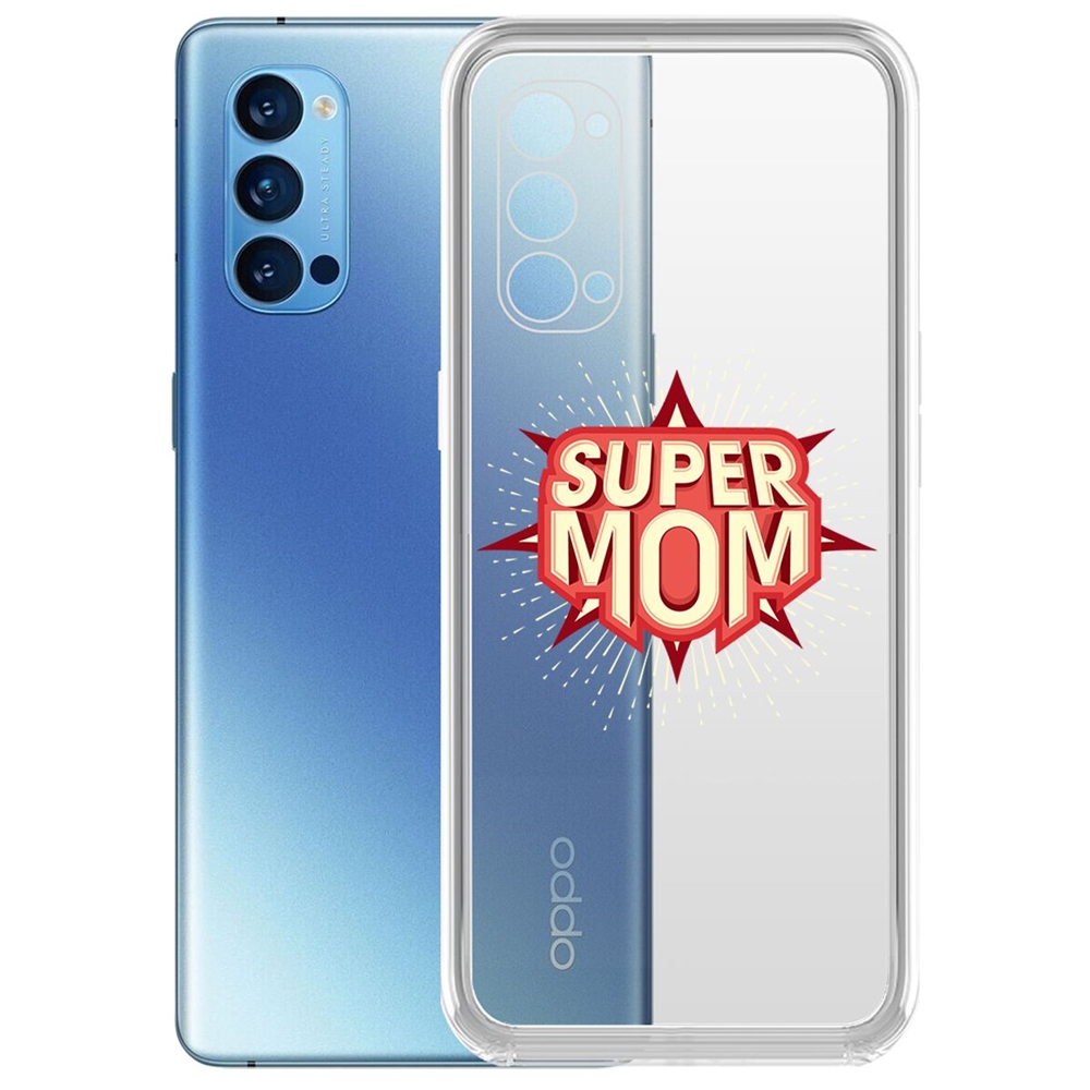 

Чехол-накладка Krutoff Clear Case Супер Мама для Oppo Reno4 Pro 5G, Прозрачный