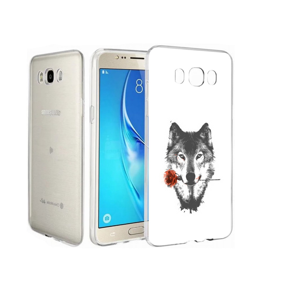 

Чехол MyPads Tocco для Samsung Galaxy J7 волк с розой, Прозрачный, Tocco