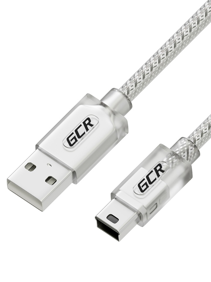 фото Кабель gcr gcr-um1 0.3м usb 2.0, am/mini, прозрачный, экран