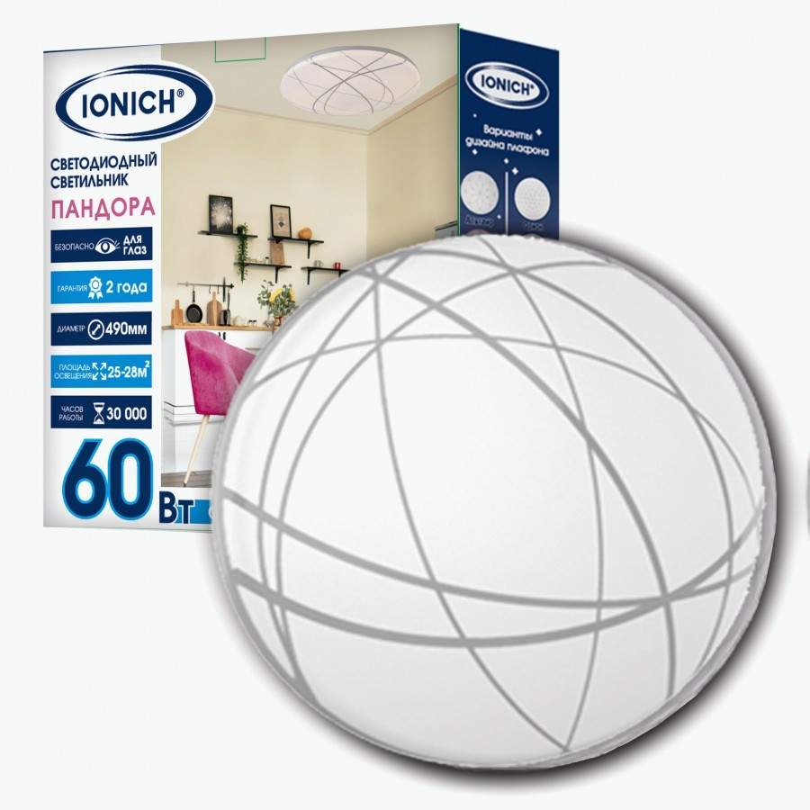 IONICH светильник светодиодн. декоративный 60W(4200lm) 6500K 6K 490x80 IP20 серия 2220 Пан