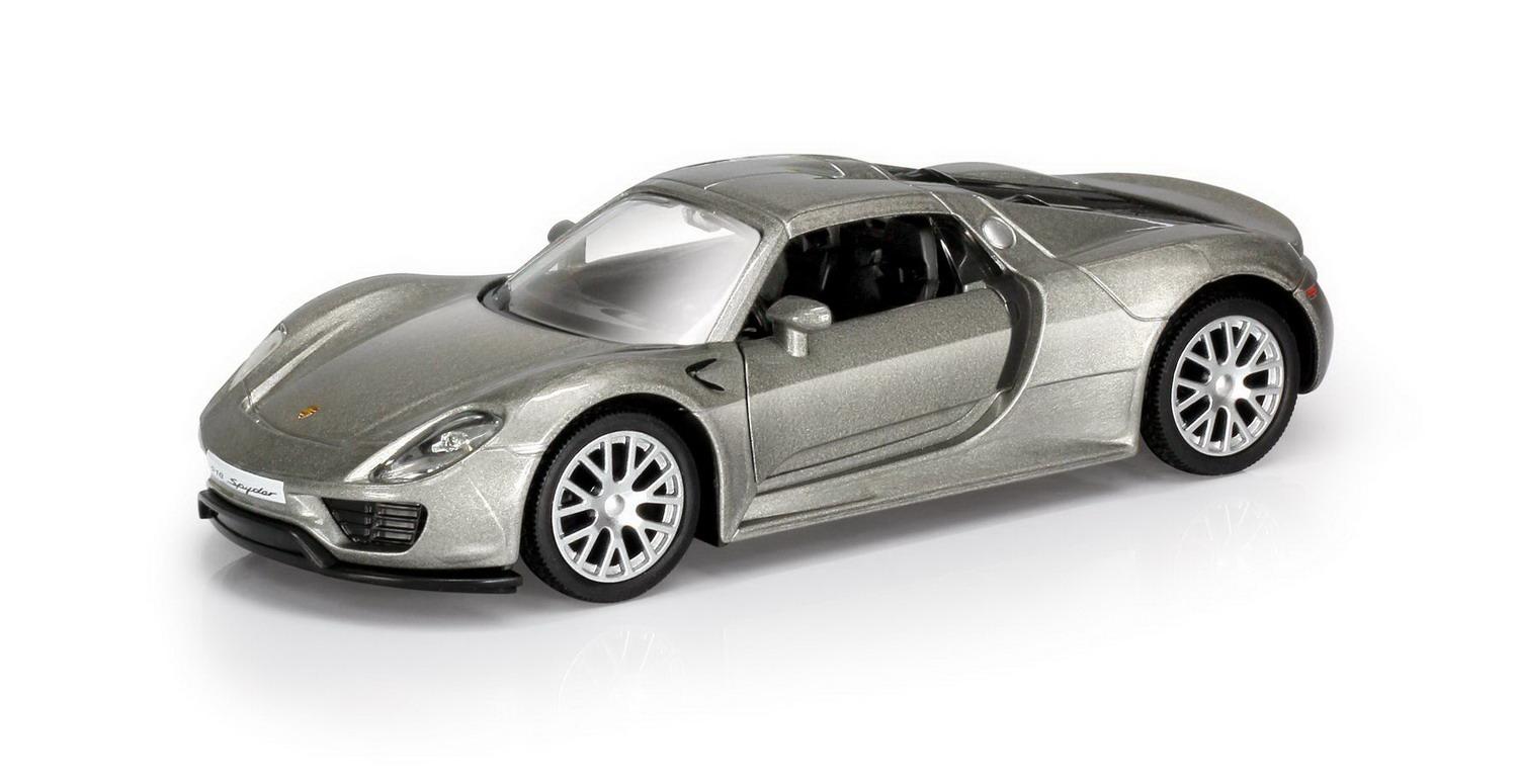 Машина металлическая RMZ City 1:32 Porsche 918 Spyder,серебристый цвет, двери открываются машинка hot wheels легковая машина hkg39 металлическая el segundo coupe серебристый