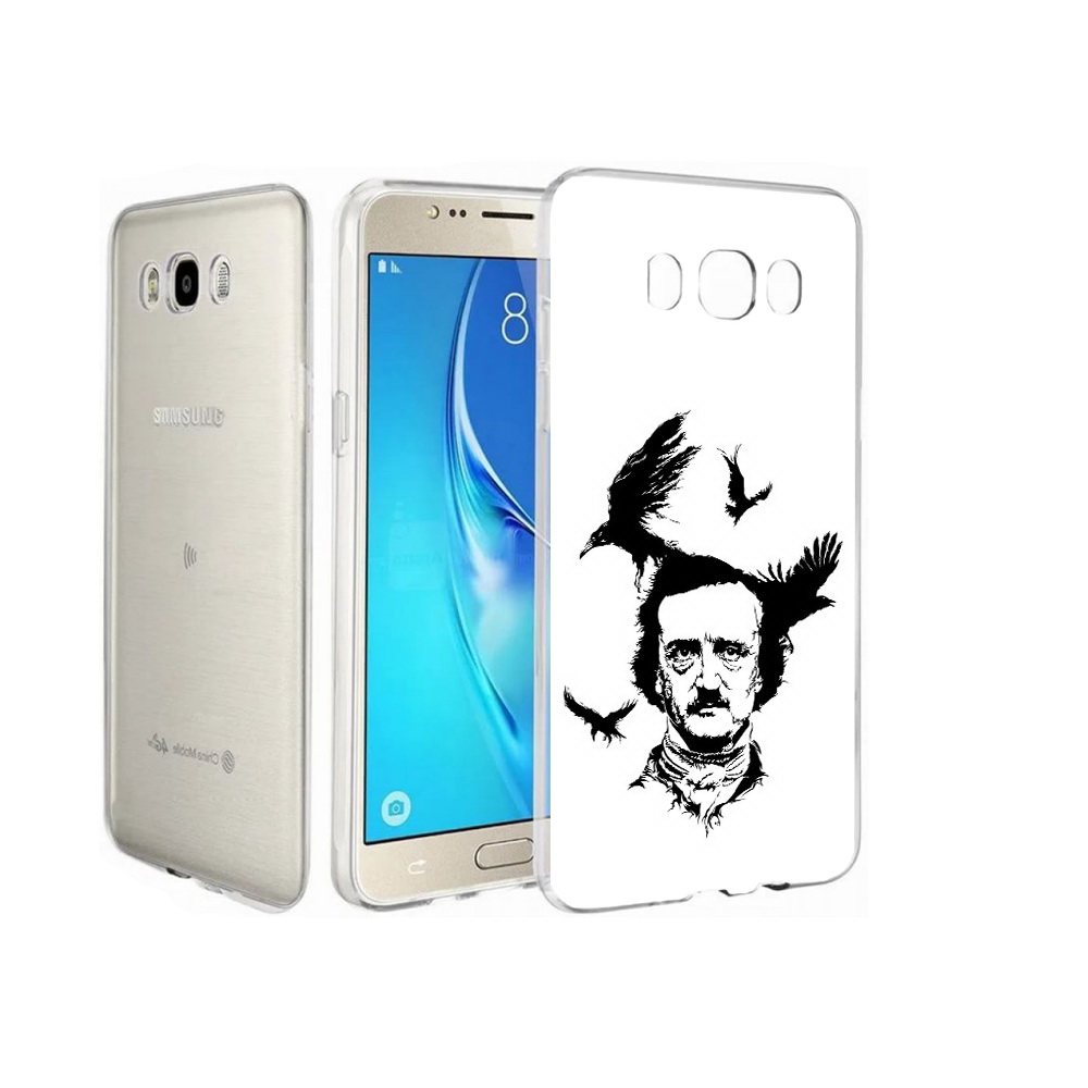 

Чехол MyPads Tocco для Samsung Galaxy J7 Эдгар Аллан черно белый, Прозрачный, Tocco