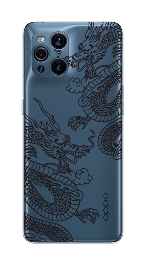 

Чехол на Oppo Find X3 Pro "Два китайских дракона", Серый;черный, 255750-1