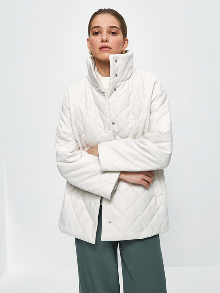 фото Кожаная куртка женская zarina 3122436136 бежевая xl