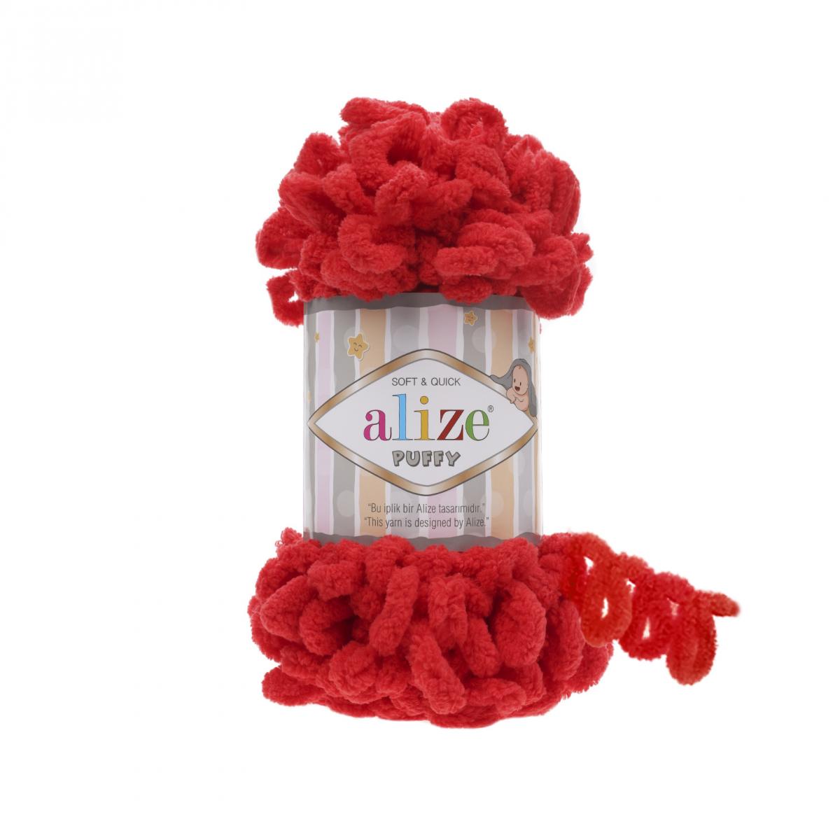 

Пряжа Alize Puffy (Пуффи) 56 красный 100% микрополиэстер 100г 9м 5шт, Puffy