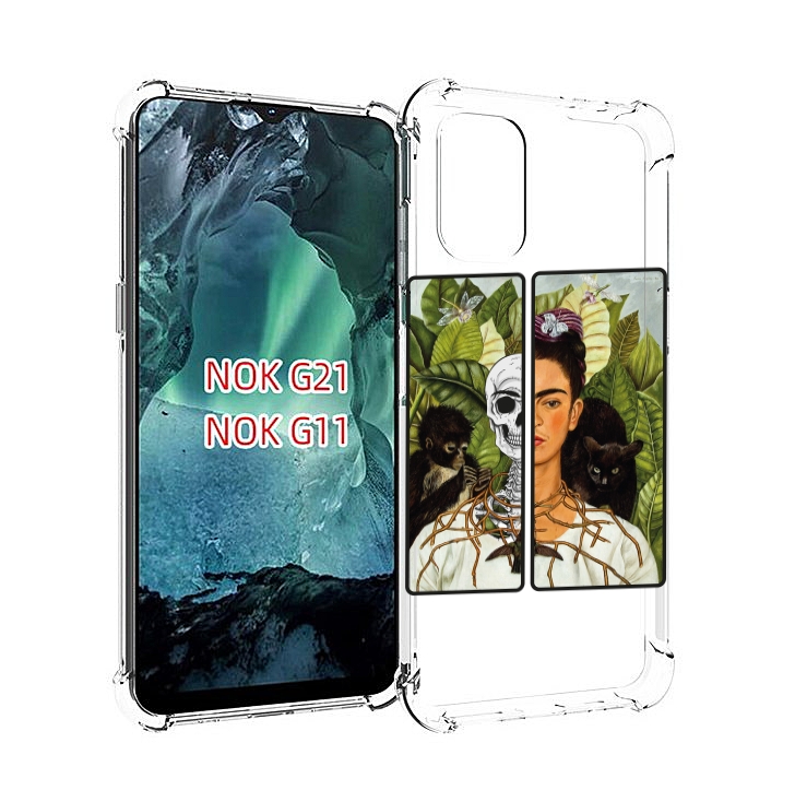 

Чехол Mypads Сдвоенная Картинка Девушка Скелет Для Nokia G11/G21, Прозрачный, Tocco