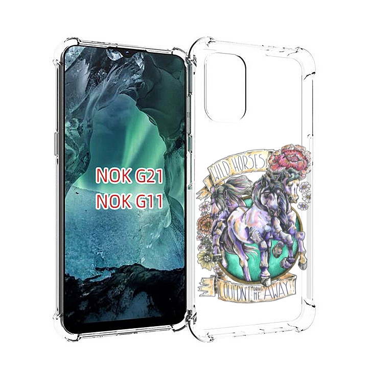 

Чехол Mypads Рисунок Коней В Цветах Для Nokia G11/G21, Прозрачный, Tocco
