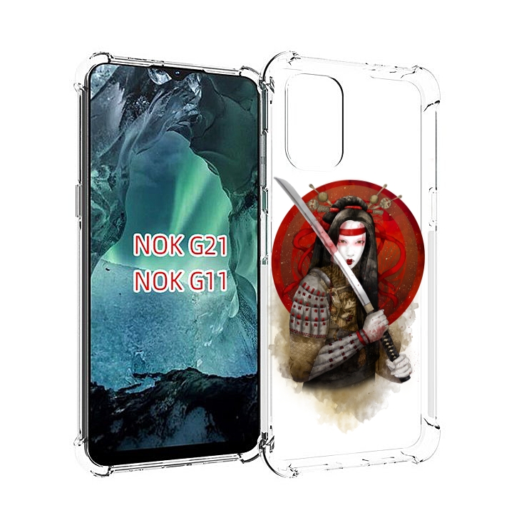 

Чехол Mypads Рисованная Девушка С Катаной Для Nokia G11/G21, Прозрачный, Tocco