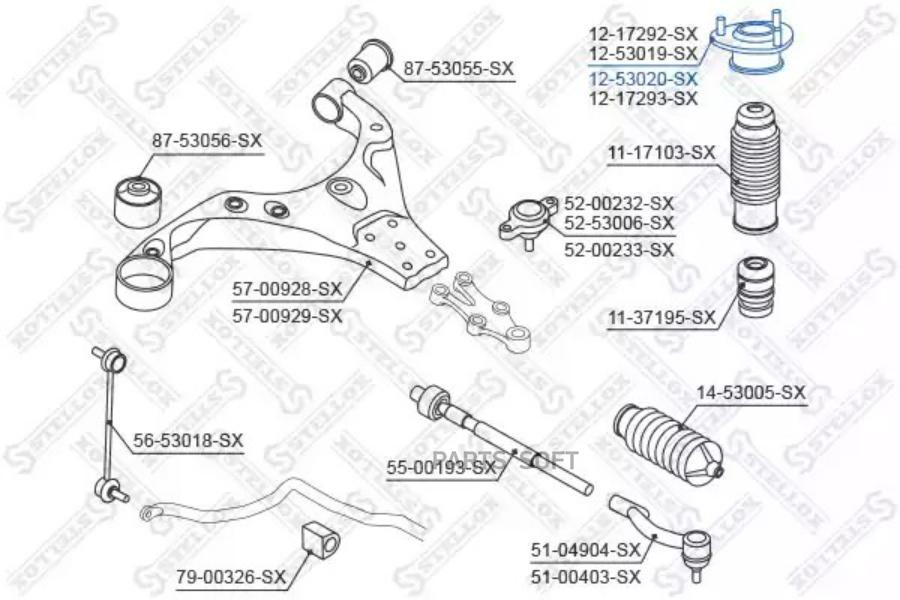 

12-53020-SX_опора амортизатора заднего правого KIA Sportage aII 04> Stellox 1253020sx
