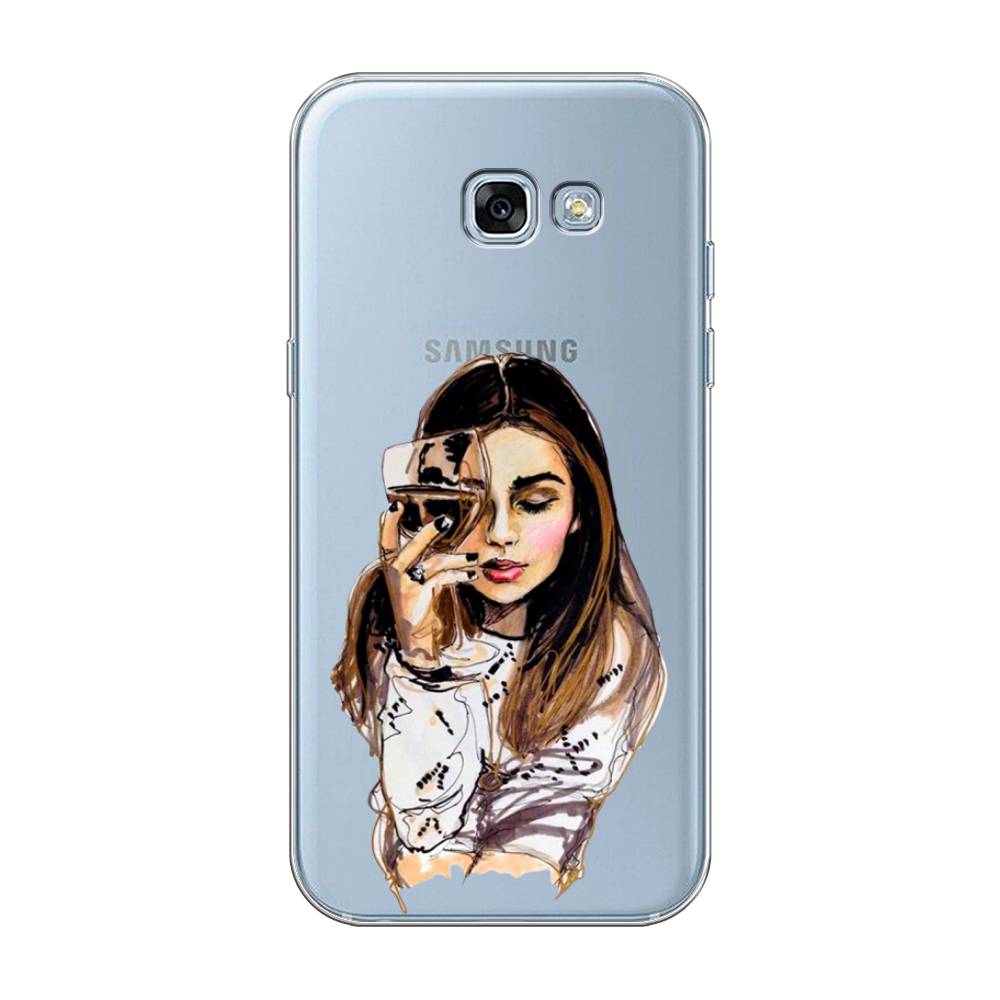 

Чехол Awog на Samsung Galaxy A3 2017 / Самсунг A3 2017 "Девушка с бокалом", Коричневый;прозрачный;бежевый, 20350-7