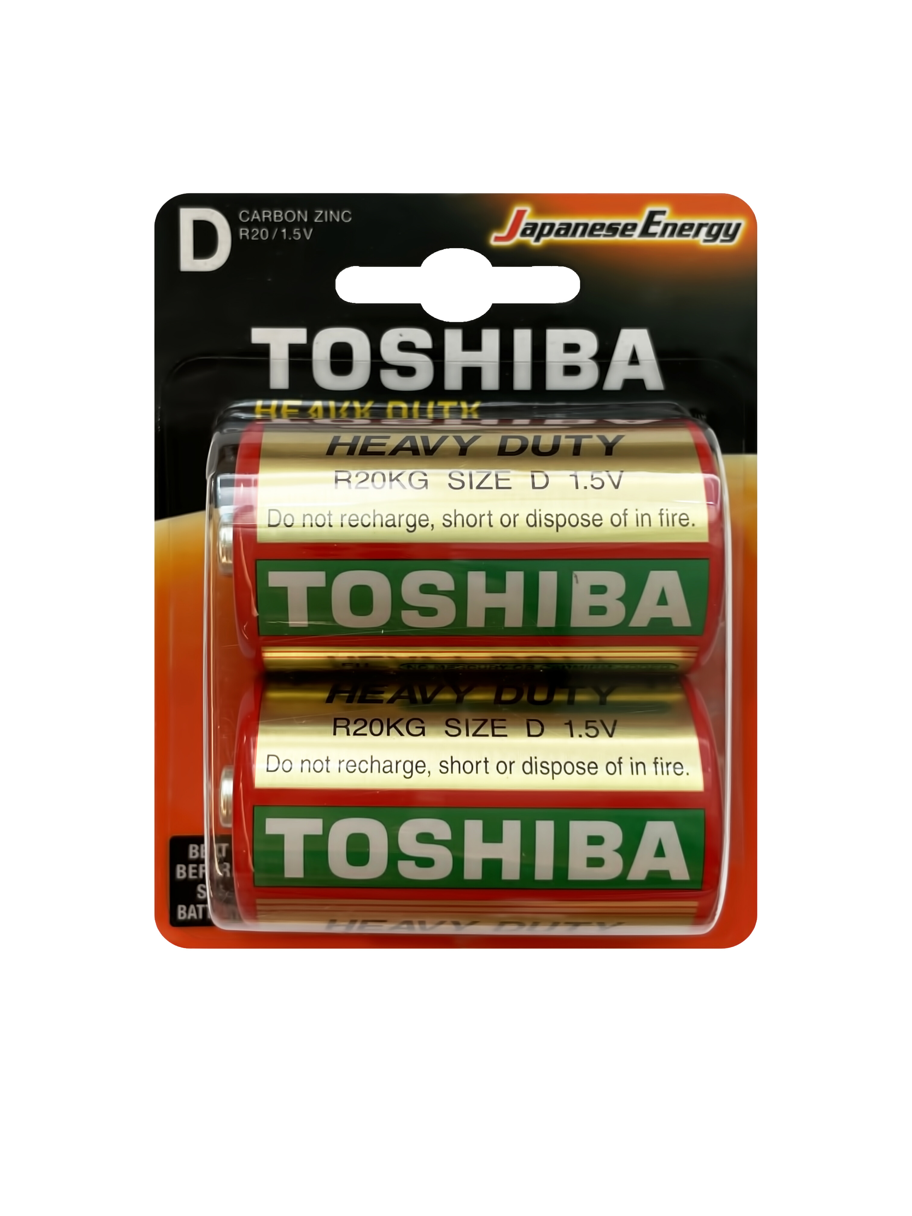 фото Батарейки toshiba r20 солевые (zinc) бочка heavy duty (2шт) d 1,5v