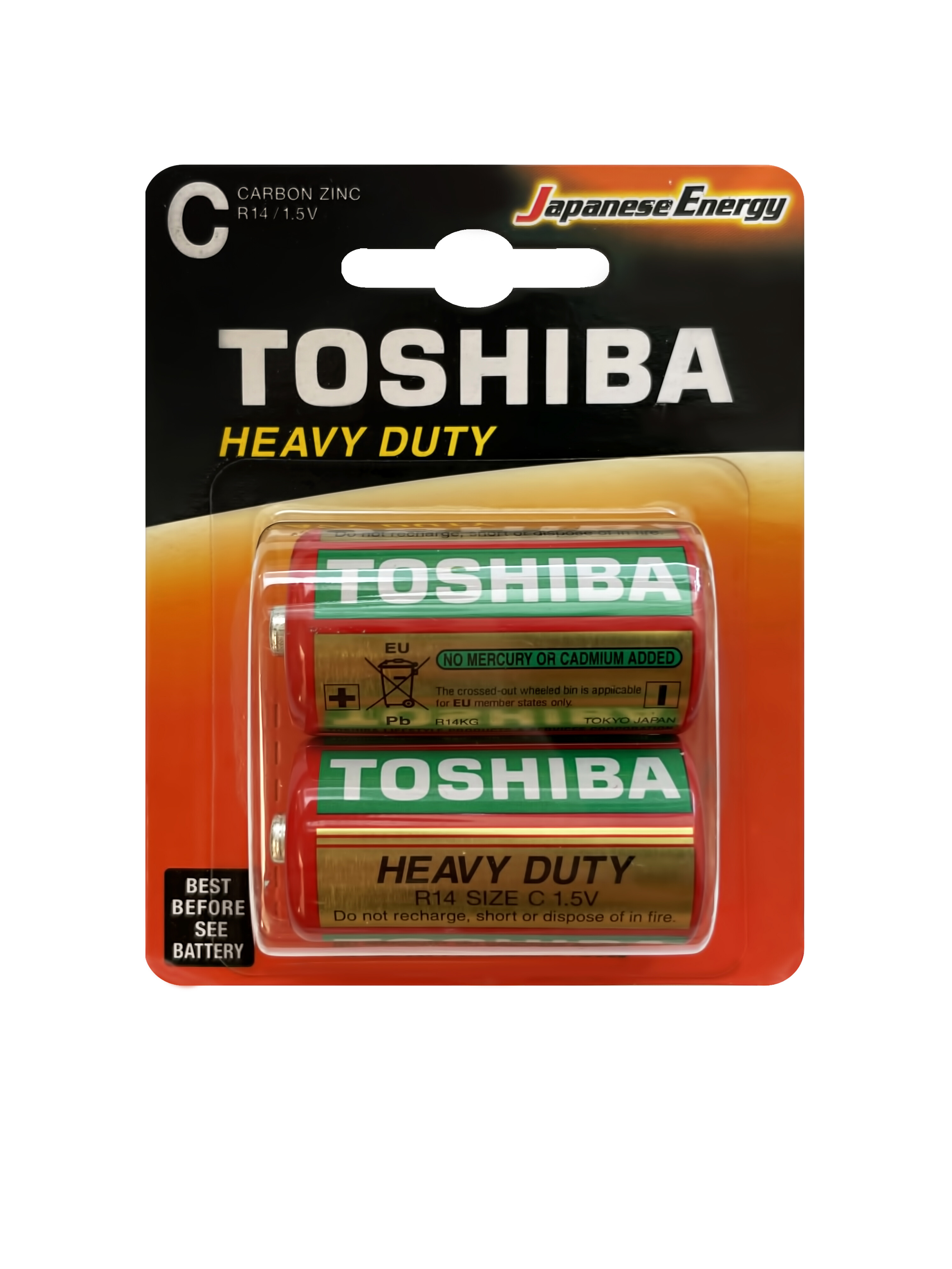 Батарейки Toshiba R14 солевые (zinc) ДЮЙМОВОЧКА Heavy Duty (2шт) C 1,5V