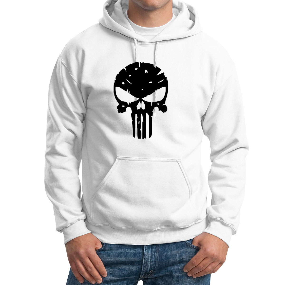 

Худи унисекс CoolPodarok череп белое 42 RU, Белый, M0112955