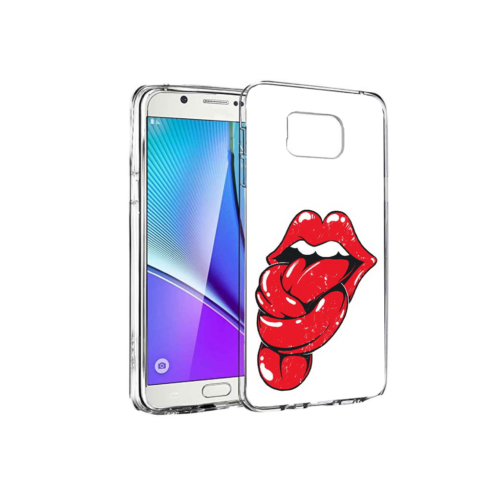

Чехол MyPads Tocco для Samsung Galaxy Note 5 яркие губы с языком, Прозрачный, Tocco