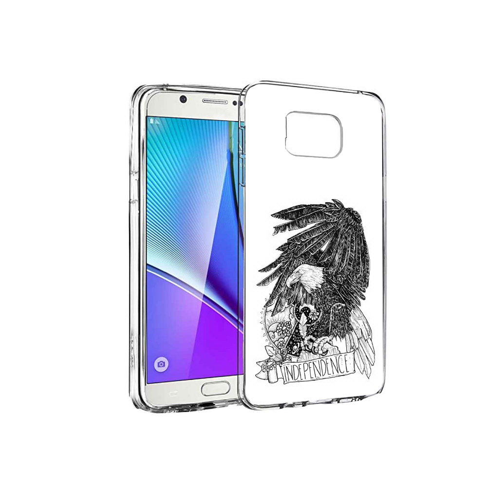 

Чехол MyPads Tocco для Samsung Galaxy Note 5 черно белый сокол, Прозрачный, Tocco